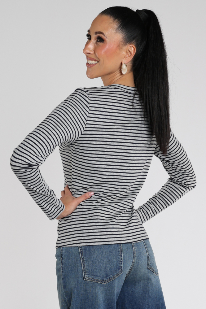 Aimée the label ZenoLuca  STRIPED T-shirt lange mouw Grijs