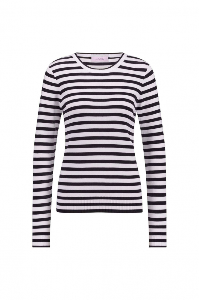 L.O.E.S. by Studio Anneloes Luna stripe pullover T-shirt lange mouw Wit