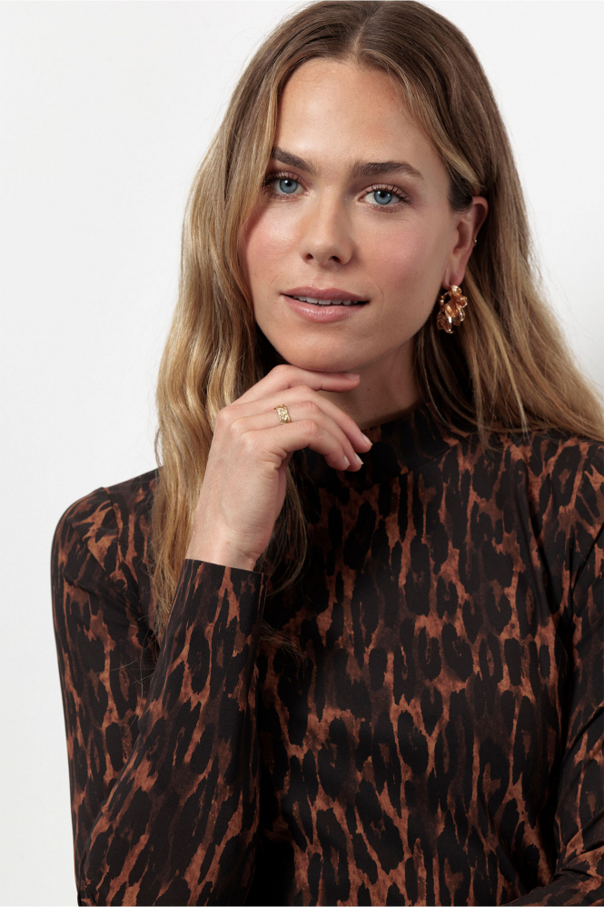 Studio Anneloes Faith animal top T-shirt lange mouw Bruin