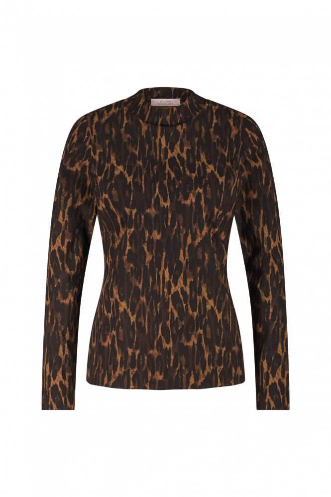 Studio Anneloes Faith animal top T-shirt lange mouw Bruin