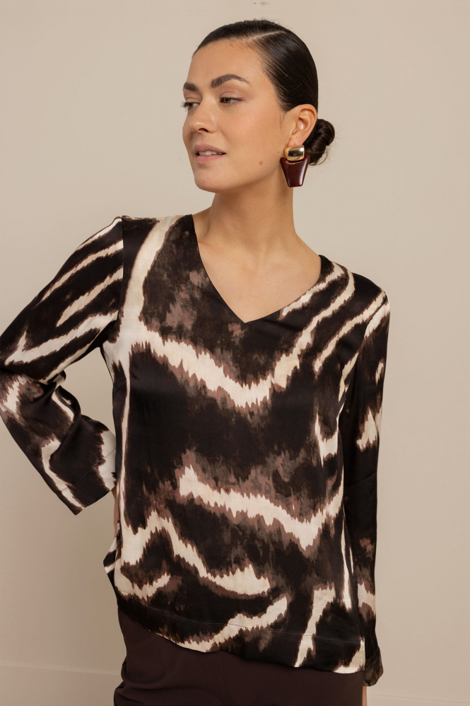 Studio Anneloes 13572 Madison T-shirt lange mouw Bruin