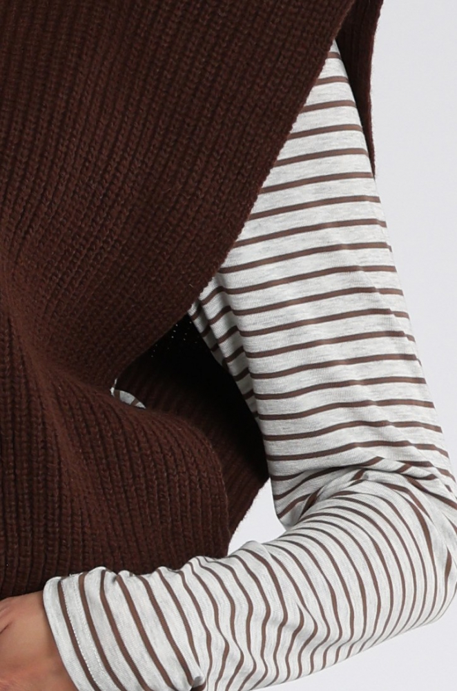 Aimée the label ZenoLuca  STRIPED T-shirt lange mouw Bruin
