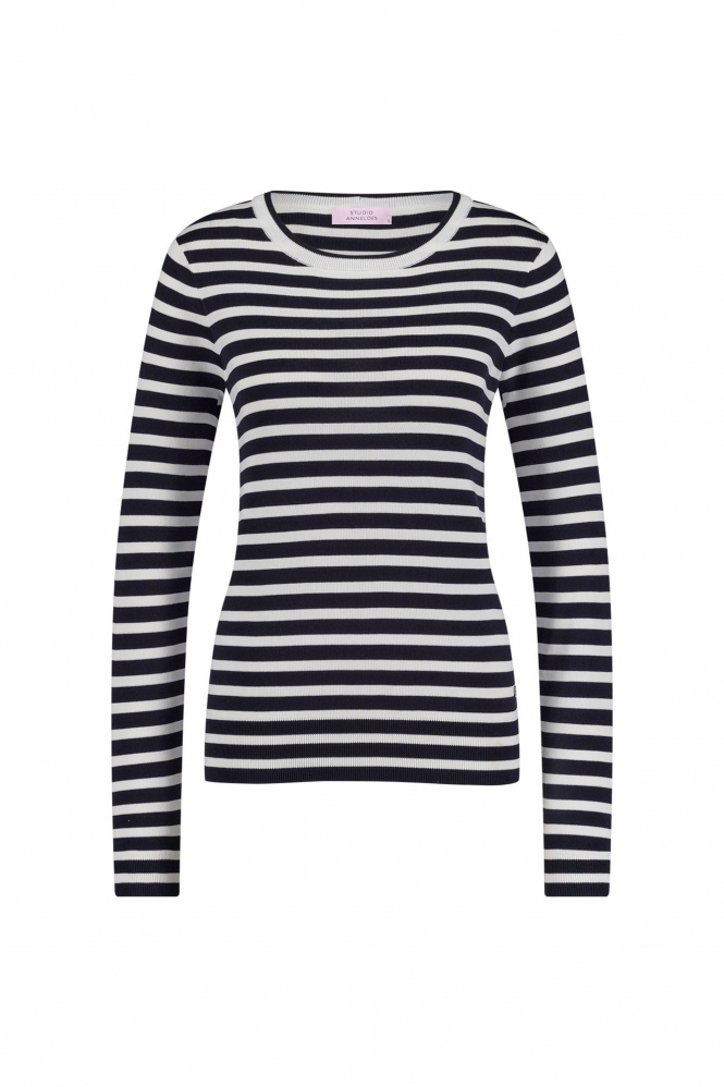 L.O.E.S. by Studio Anneloes Luna stripe pullover T-shirt lange mouw Blauw