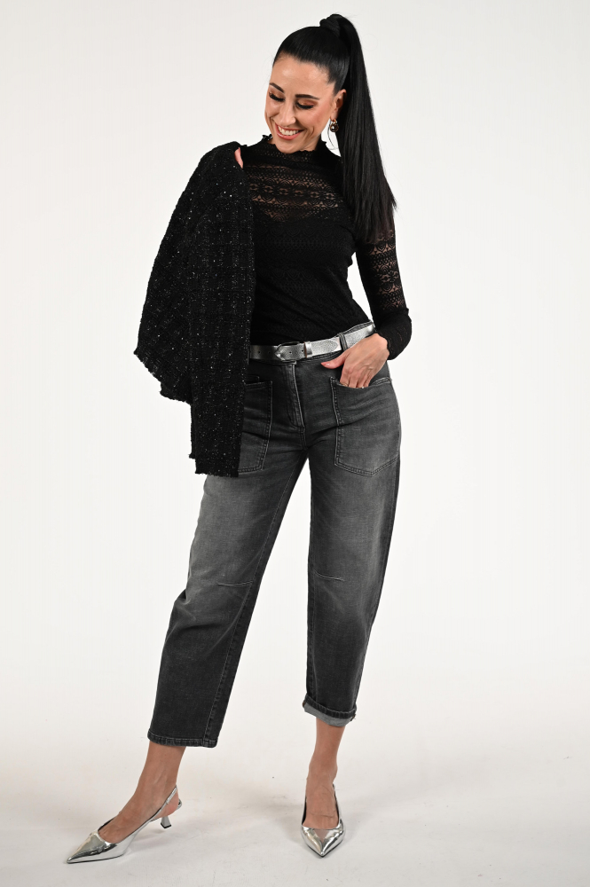 Oui 95583 Shirt turtle neck Zwart
