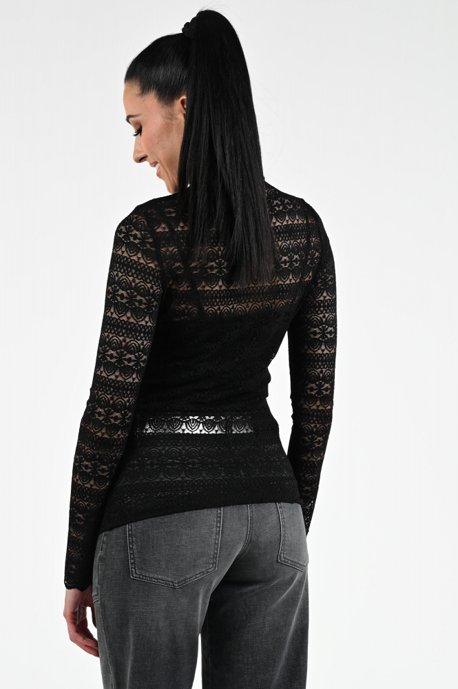 Oui 95583 Shirt turtle neck Zwart