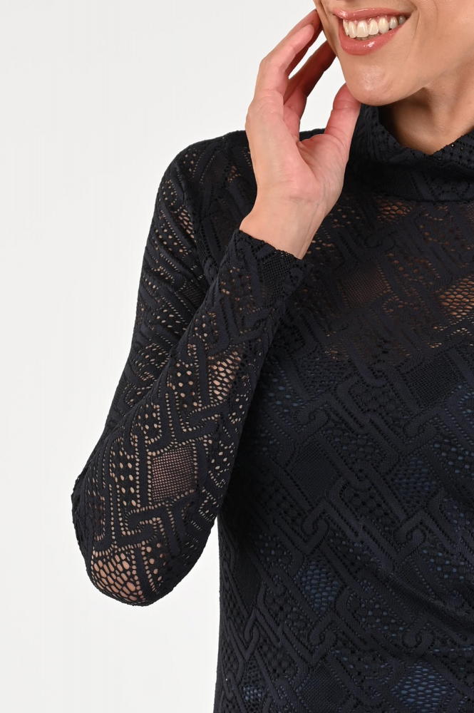 Marc Cain ZS 48.52 J08 Shirt turtle neck Blauw