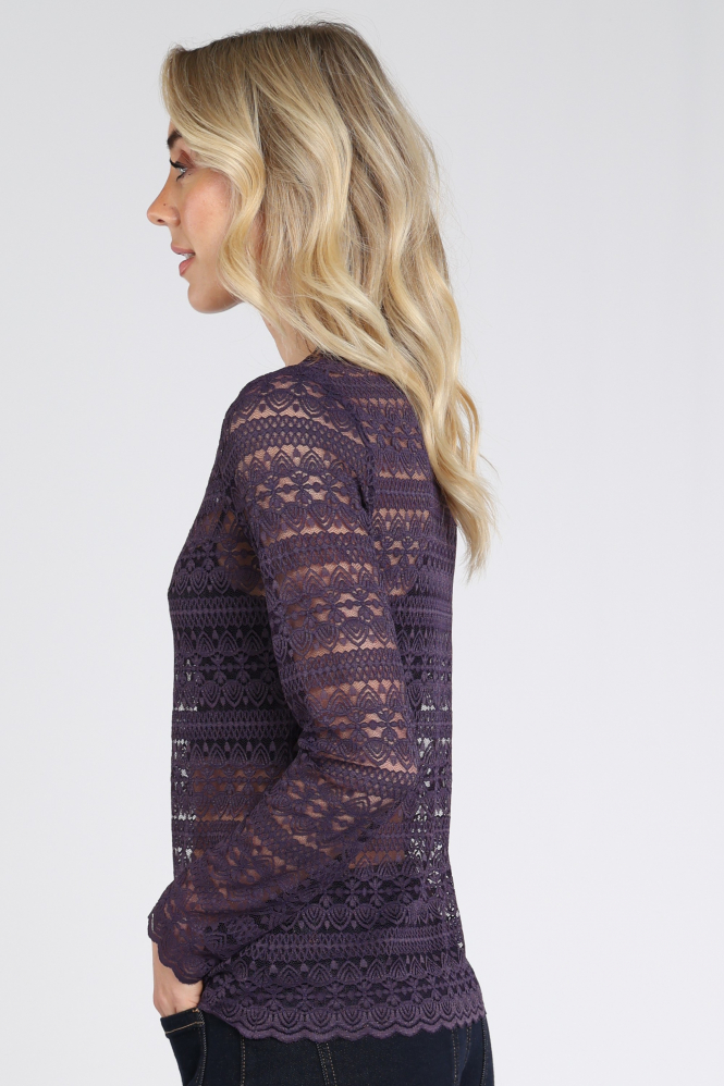 Oui 95583 Shirt turtle neck Paars