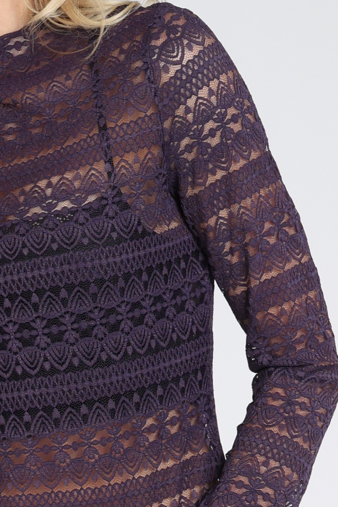 Oui 95583 Shirt turtle neck Paars