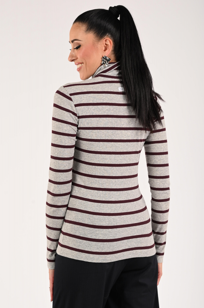 Penn & Ink W25F1720-STM Shirt turtle neck Grijs