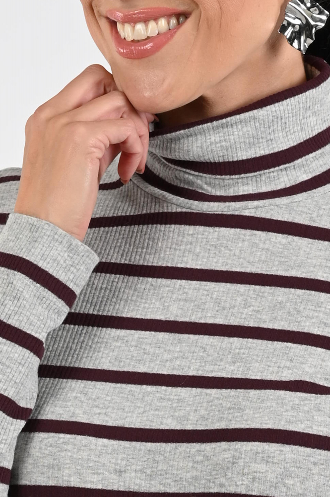 Penn & Ink W25F1720-STM Shirt turtle neck Grijs