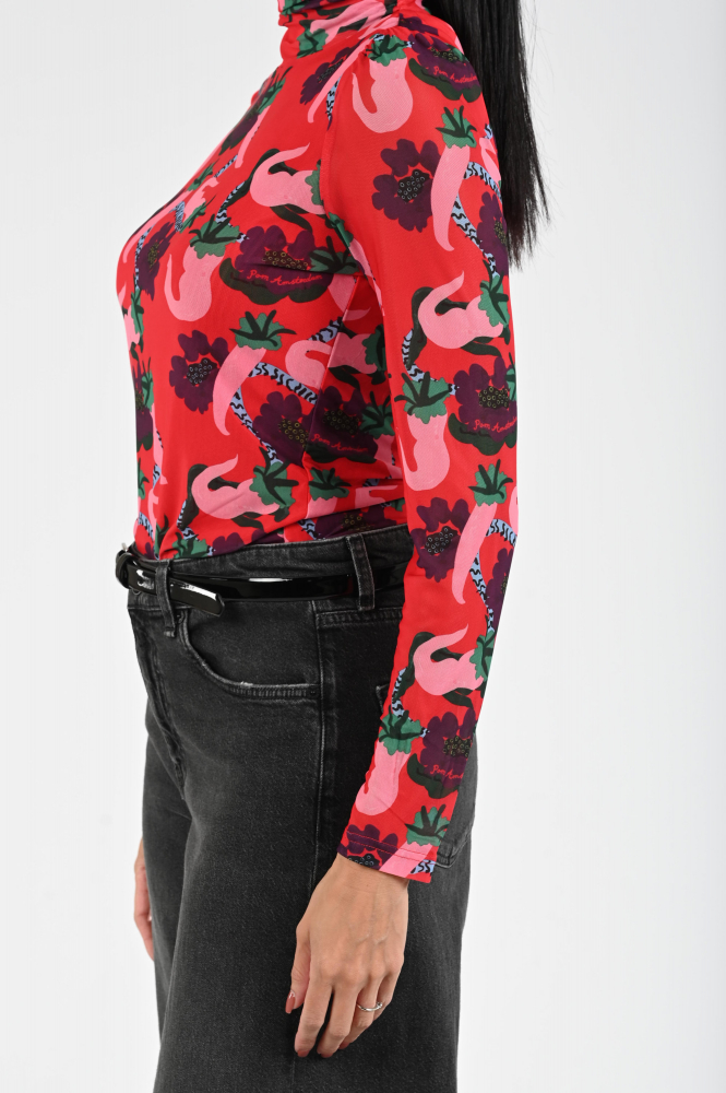 Pom Amsterdam SP9278 Shirt turtle neck Rood