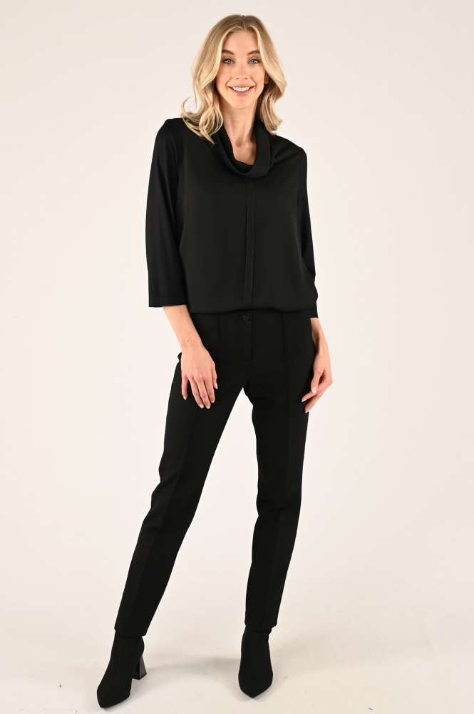 Frank walder 209420 Blouse driekwart mouw Zwart