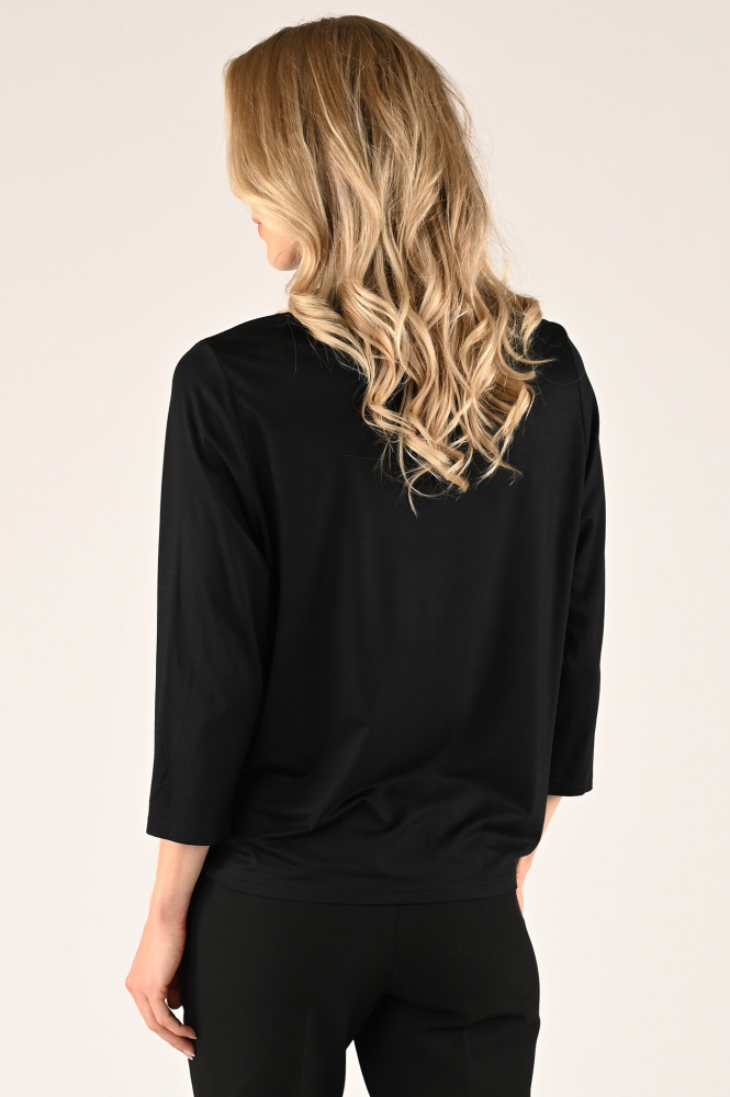 Frank walder 209420 Blouse driekwart mouw Zwart