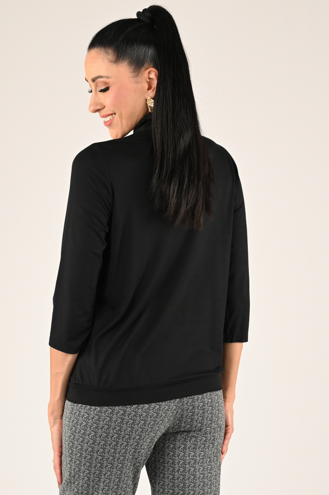 Frank walder 724401 Blouse driekwart mouw Zwart