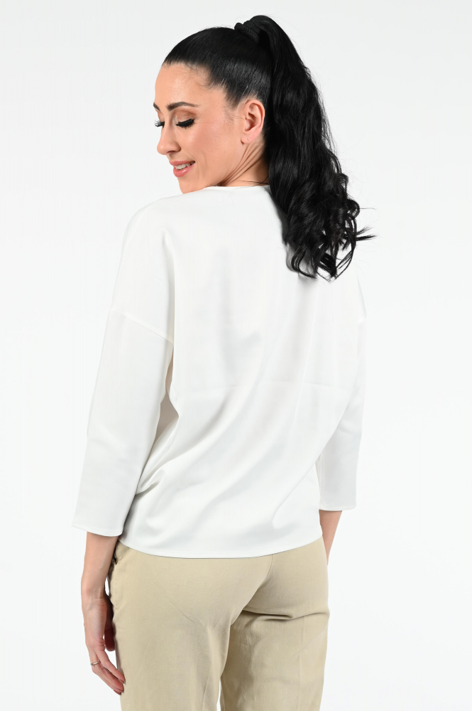 KYRA Ditte-s25 Blouse driekwart mouw Wit