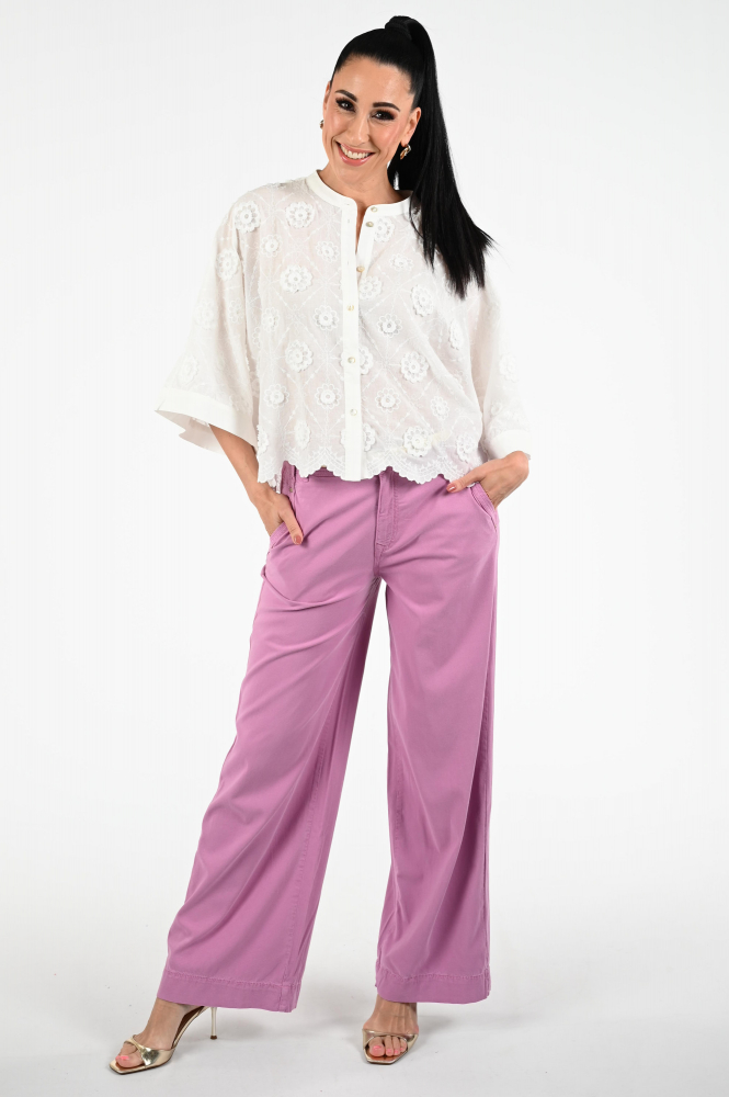 Summum 2s3286-12183 Blouse driekwart mouw Wit