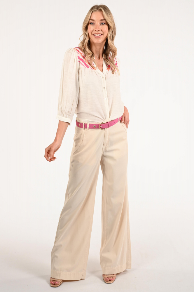 Geisha 53401-14 Blouse driekwart mouw Wit