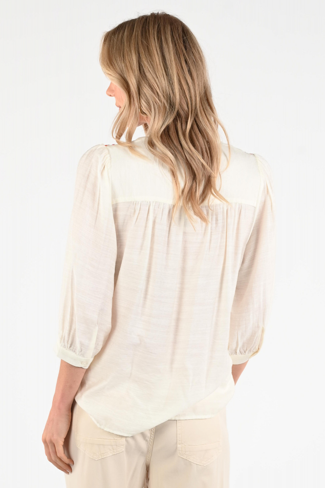 Geisha 53401-14 Blouse driekwart mouw Wit