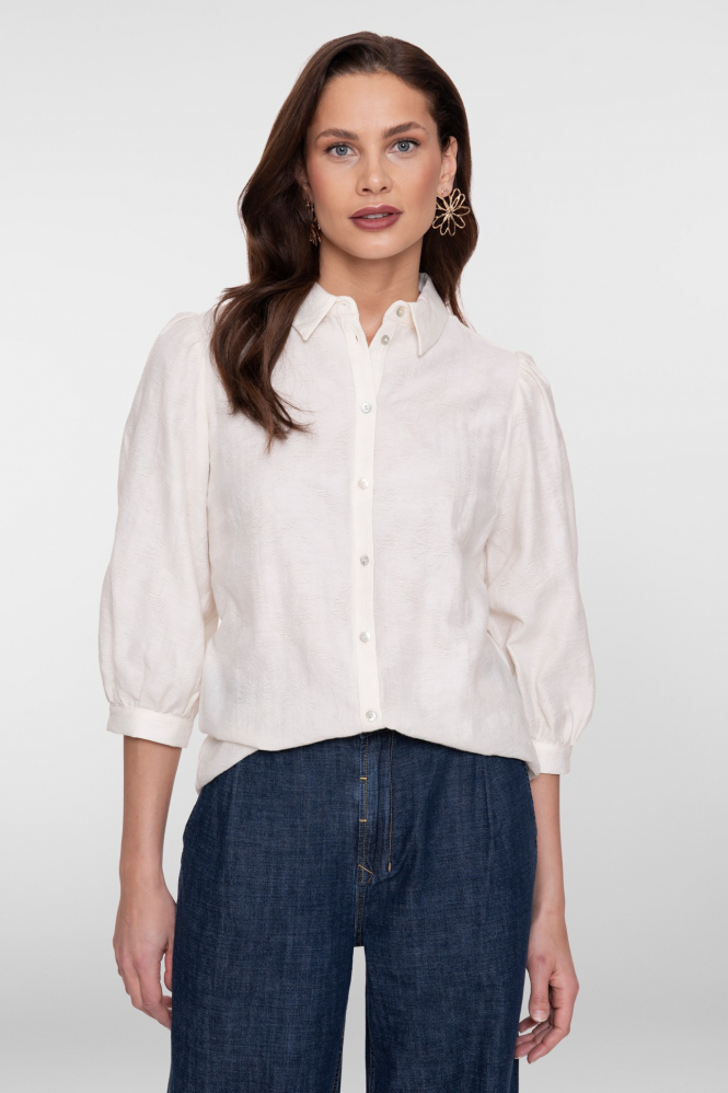 Geisha 63150-32 Blouse driekwart mouw Wit