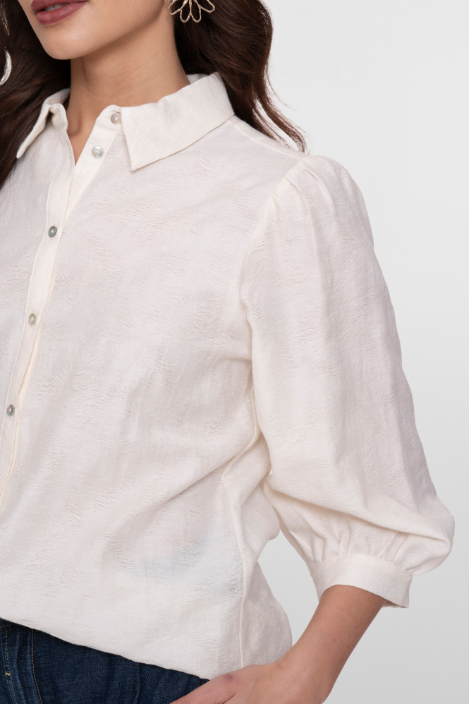Geisha 63150-32 Blouse driekwart mouw Wit
