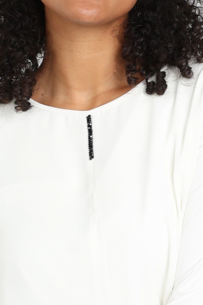 Frank walder 109421 Blouse driekwart mouw Wit