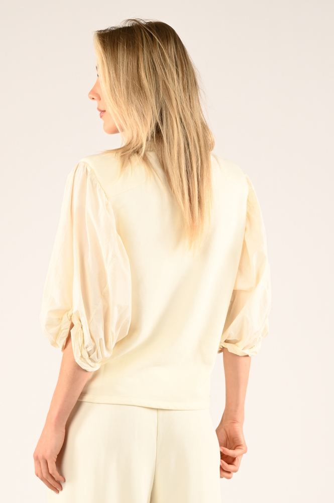 10 Days 20-755-4203 Blouse driekwart mouw Beige