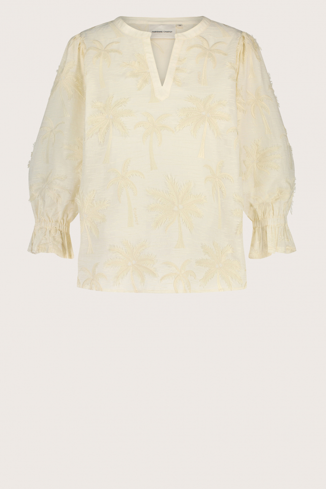 Fabienne Chapot CLT-TOP-04-AW24-1 Blouse driekwart mouw Beige