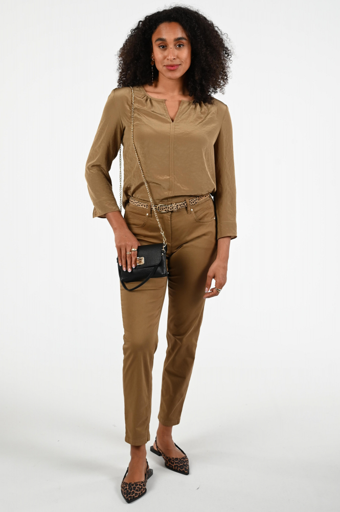 Luisa Cerano 227504-3597 Blouse driekwart mouw Bruin