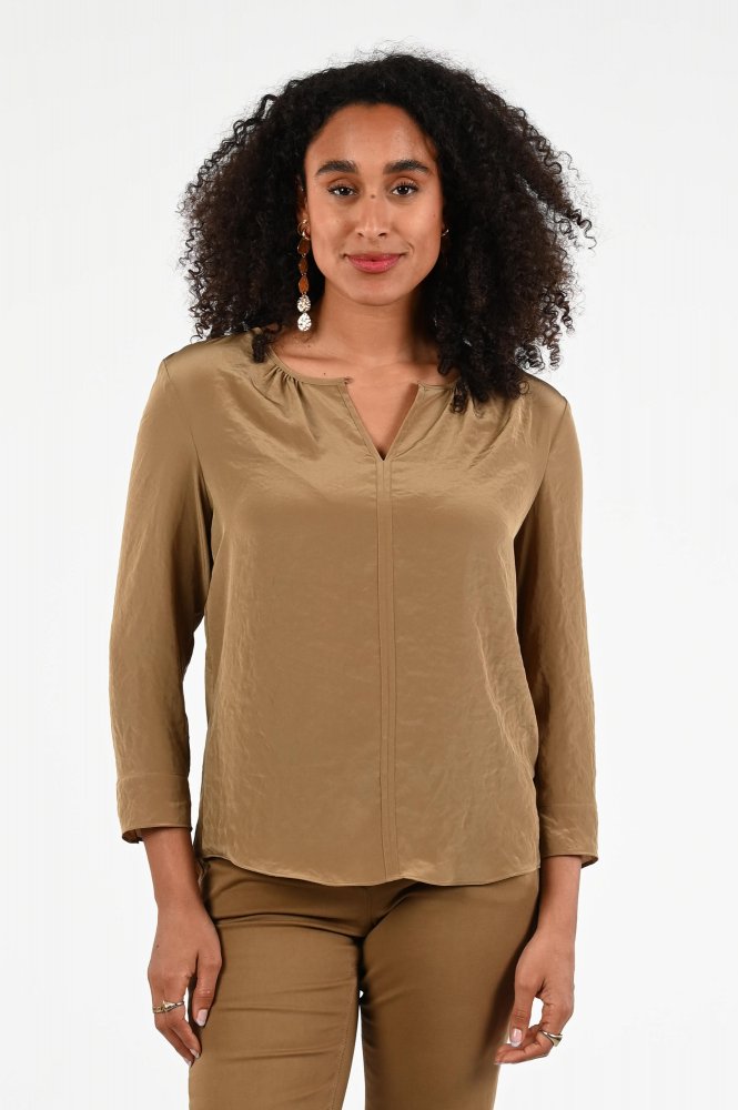 Luisa Cerano 227504-3597 Blouse driekwart mouw Bruin