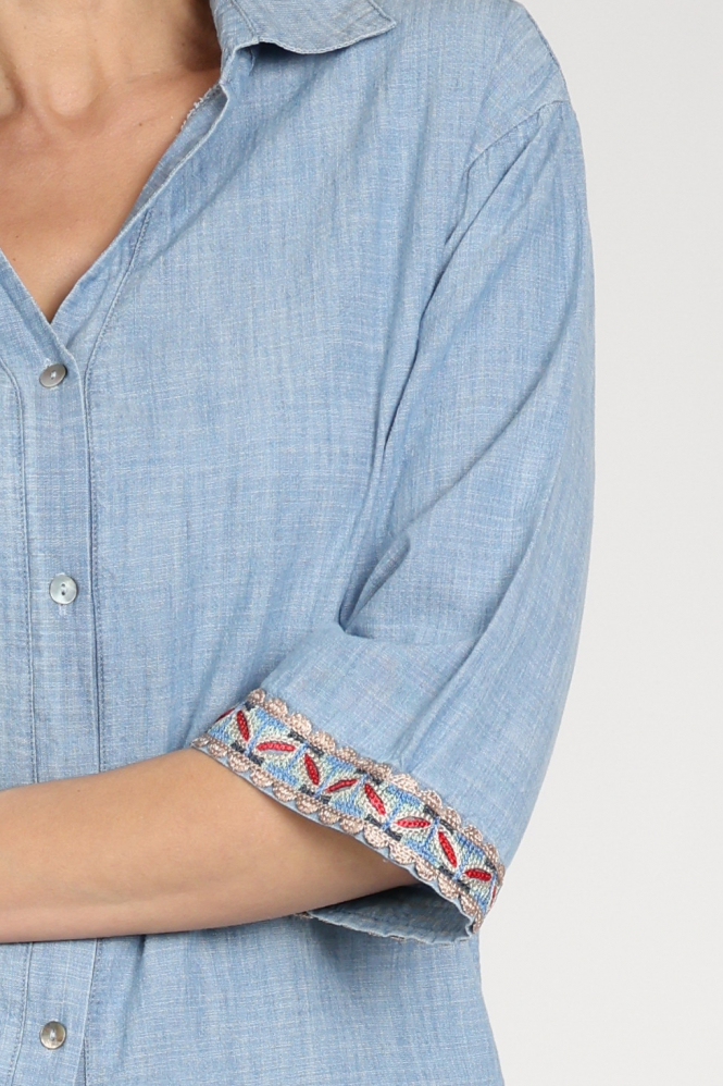 Geisha 63161-70 Blouse driekwart mouw Blauw