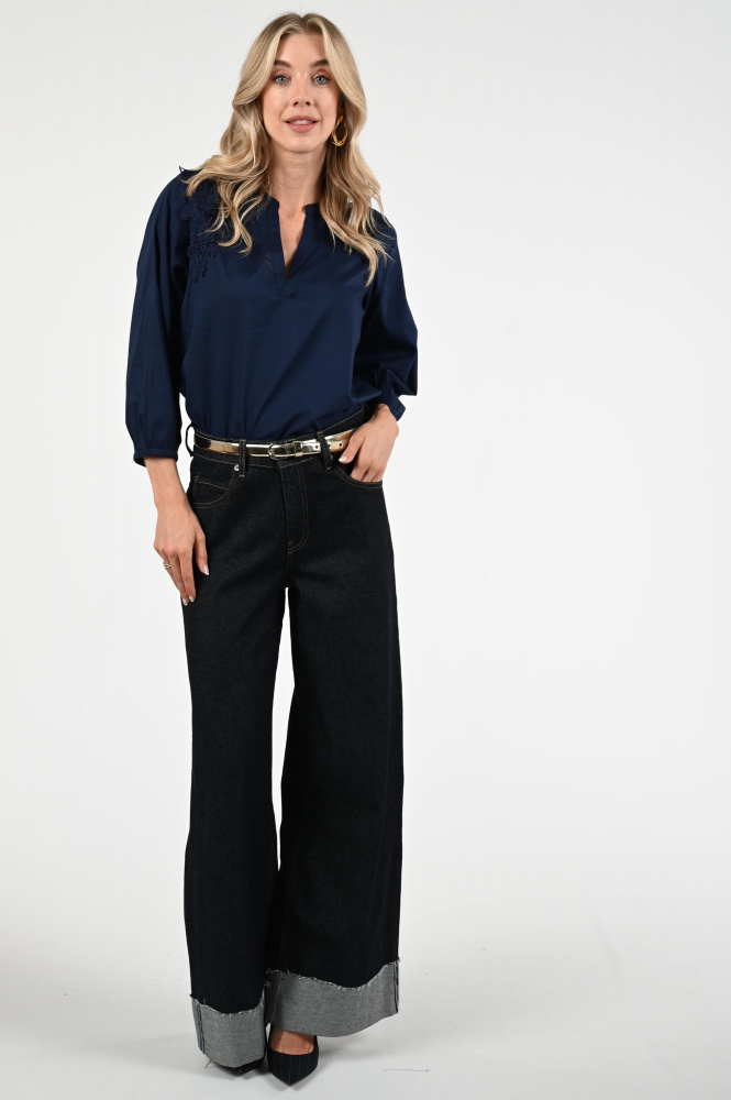 Monari 409972 Blouse driekwart mouw Blauw