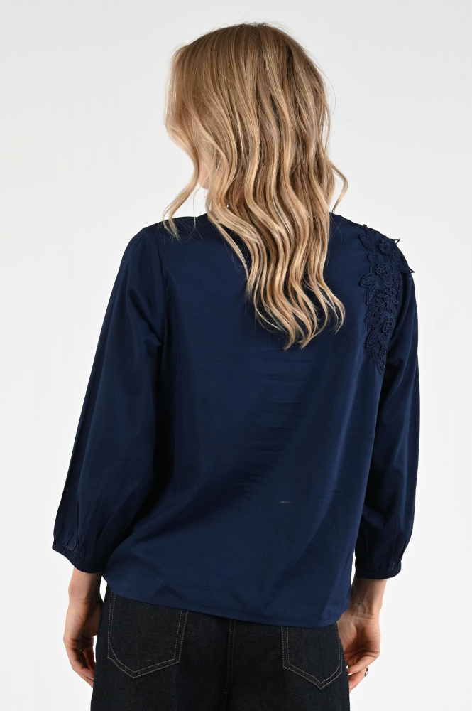 Monari 409972 Blouse driekwart mouw Blauw