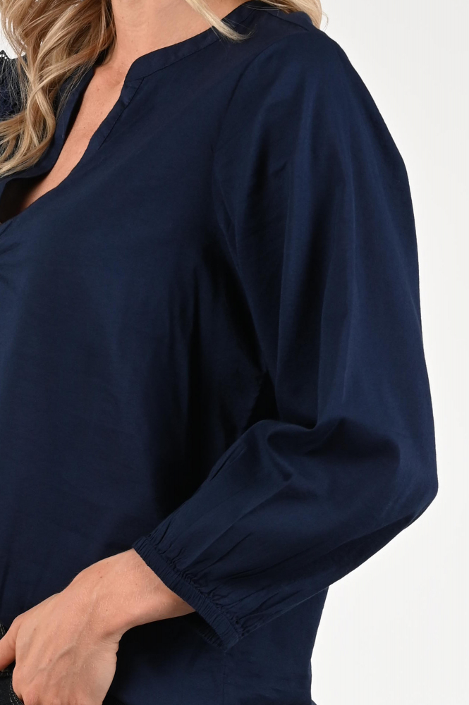 Monari 409972 Blouse driekwart mouw Blauw