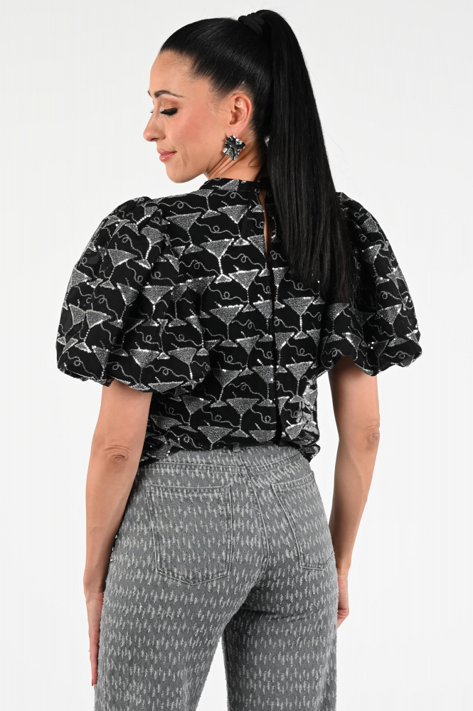 Fabienne Chapot CLTTOP21AW259001 Blouse driekwart mouw Zwart