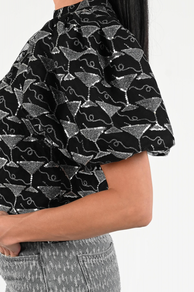 Fabienne Chapot CLTTOP21AW259001 Blouse driekwart mouw Zwart