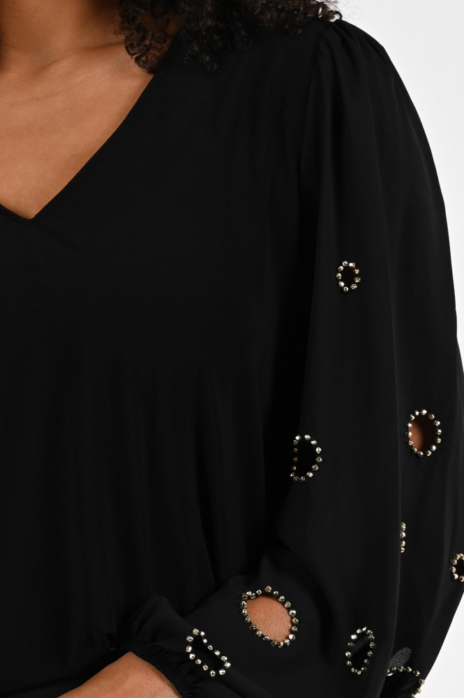 Joseph Ribkoff 253084-2 Blouse driekwart mouw Zwart