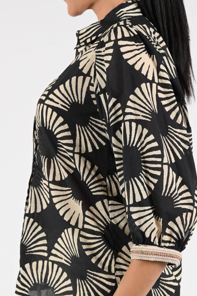 Geisha 63208-20 Blouse driekwart mouw Zwart