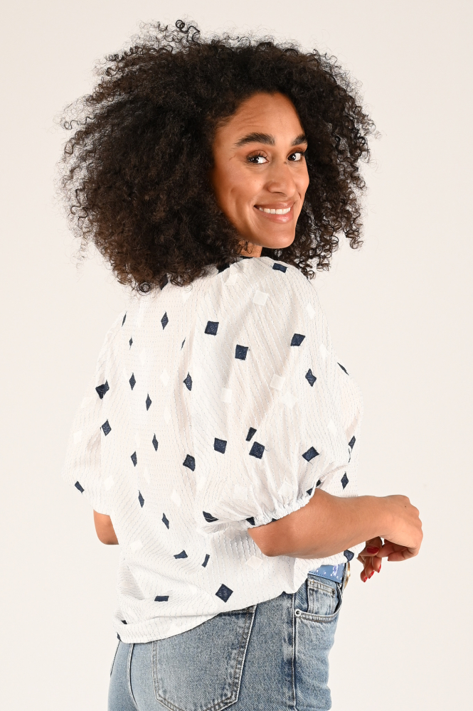 Co'couture 35579 Blouse driekwart mouw Wit