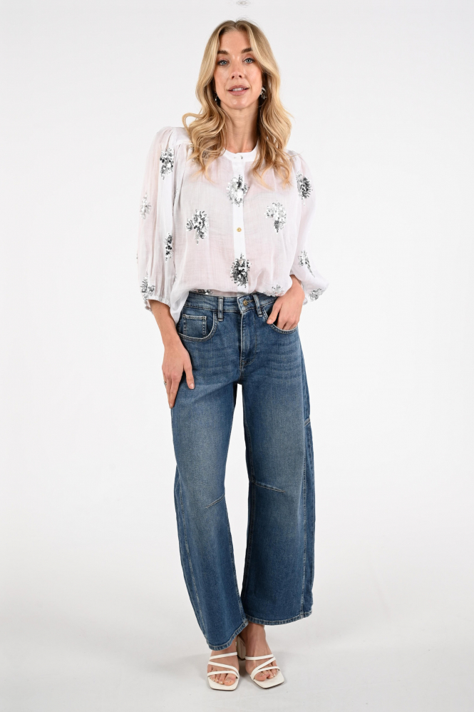 Nukus NKS02175 Blouse driekwart mouw Wit