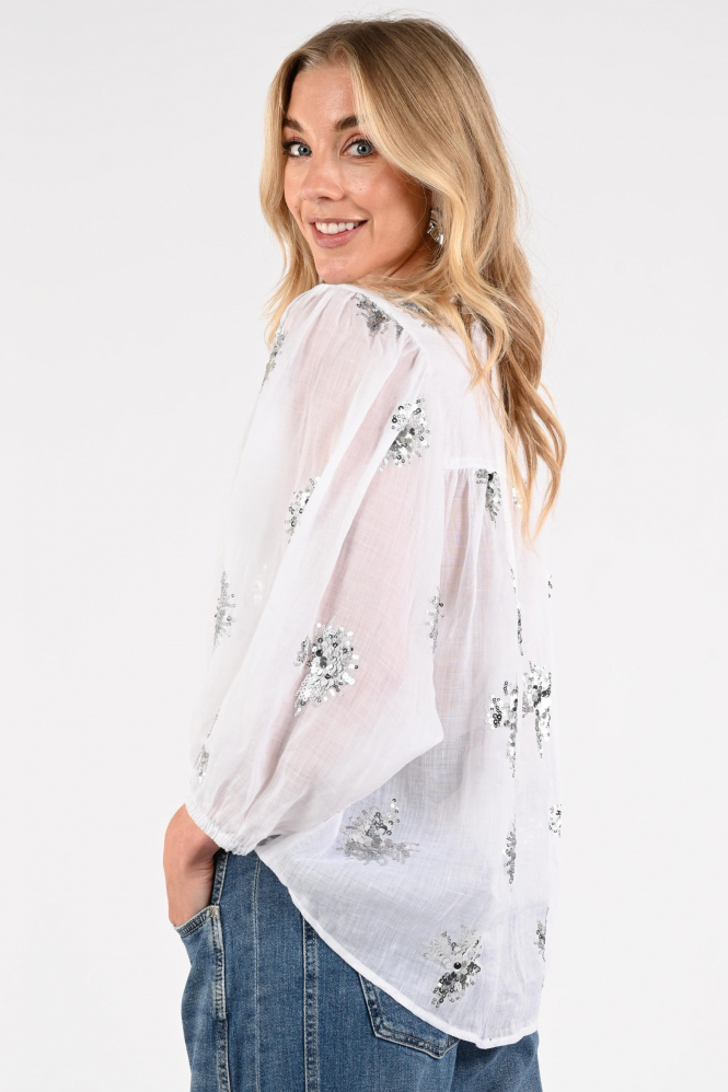 Nukus NKS02175 Blouse driekwart mouw Wit