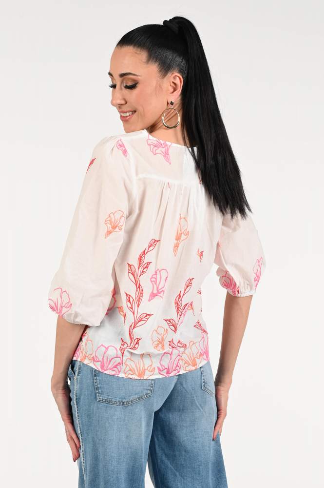 Smashed Lemon 25262 Blouse driekwart mouw Wit