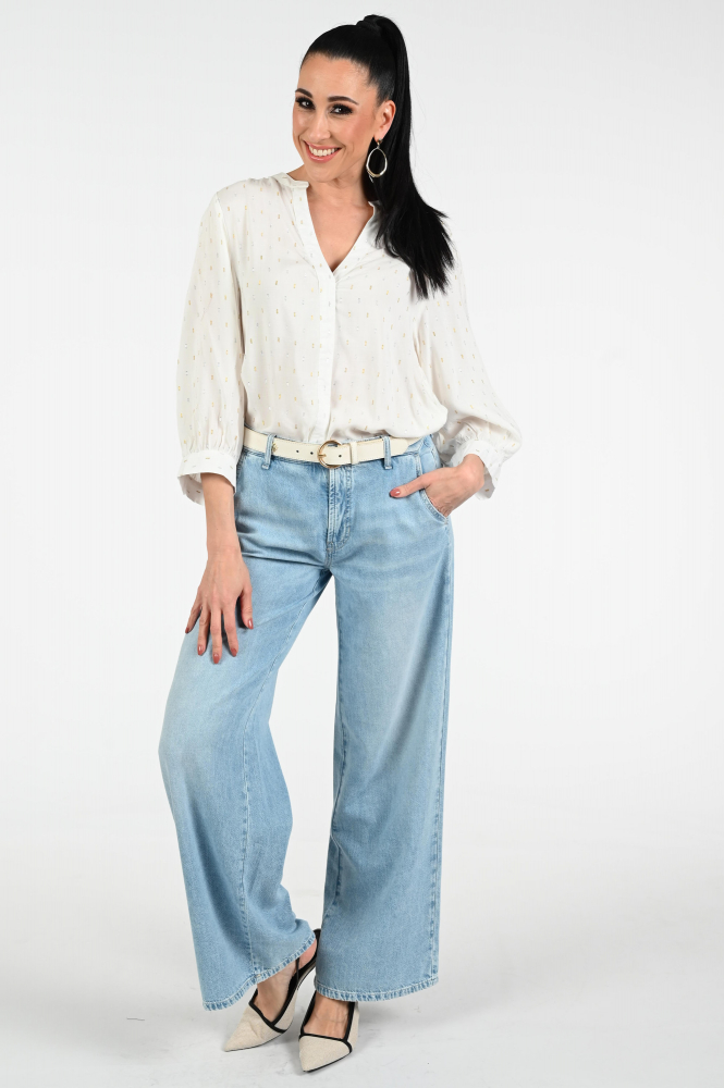 Smashed Lemon 25133 Blouse driekwart mouw Wit