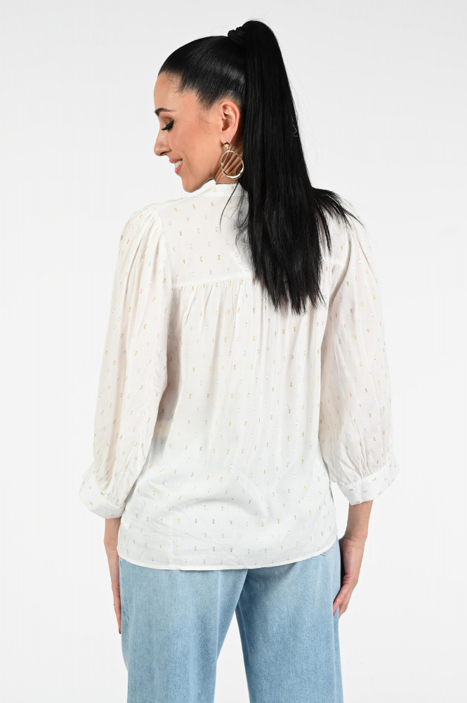 Smashed Lemon 25133 Blouse driekwart mouw Wit