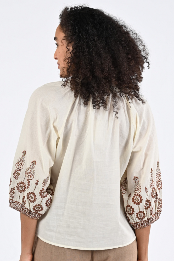 Geisha 63434-26 Blouse driekwart mouw Wit