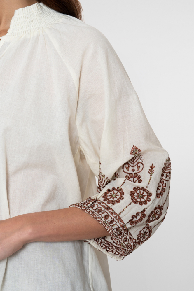 Geisha 63434-26 Blouse driekwart mouw Wit