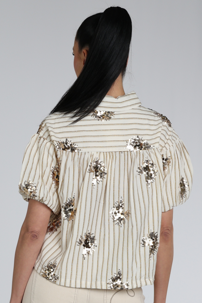 Nukus NKS02136 Blouse driekwart mouw Beige