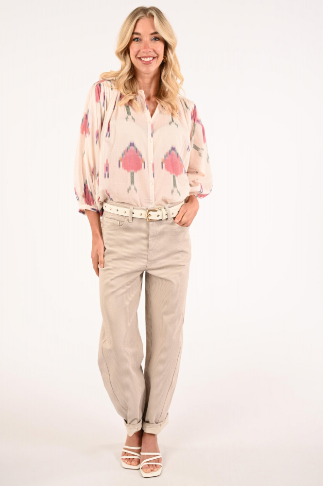 By-Bar 26112020  Blouse driekwart mouw Beige