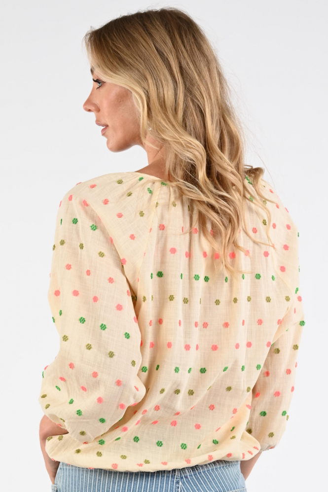 Geisha 63251-20 Blouse driekwart mouw Beige