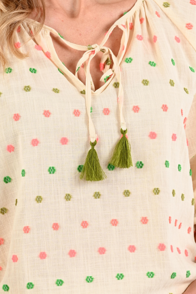 Geisha 63251-20 Blouse driekwart mouw Beige