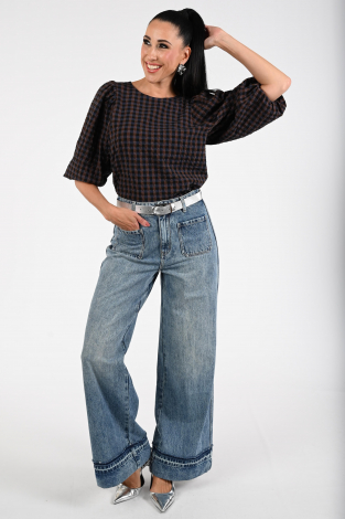 By-Bar jet check blouse Bruin